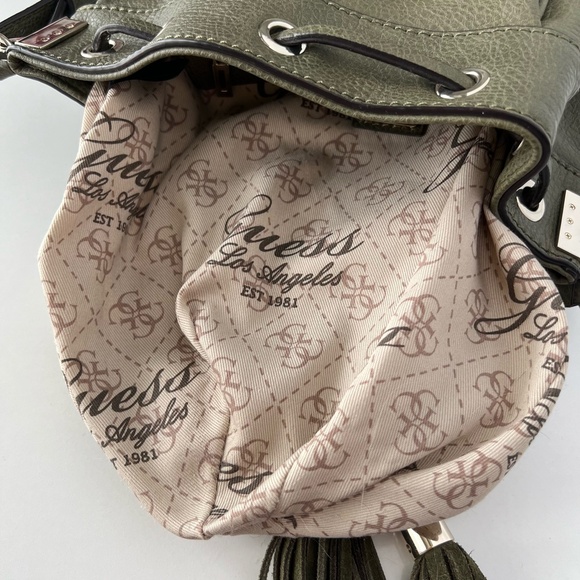 Guess 1981 Drawstring Bucket Bag in Olive Green - Picture 11 of 12